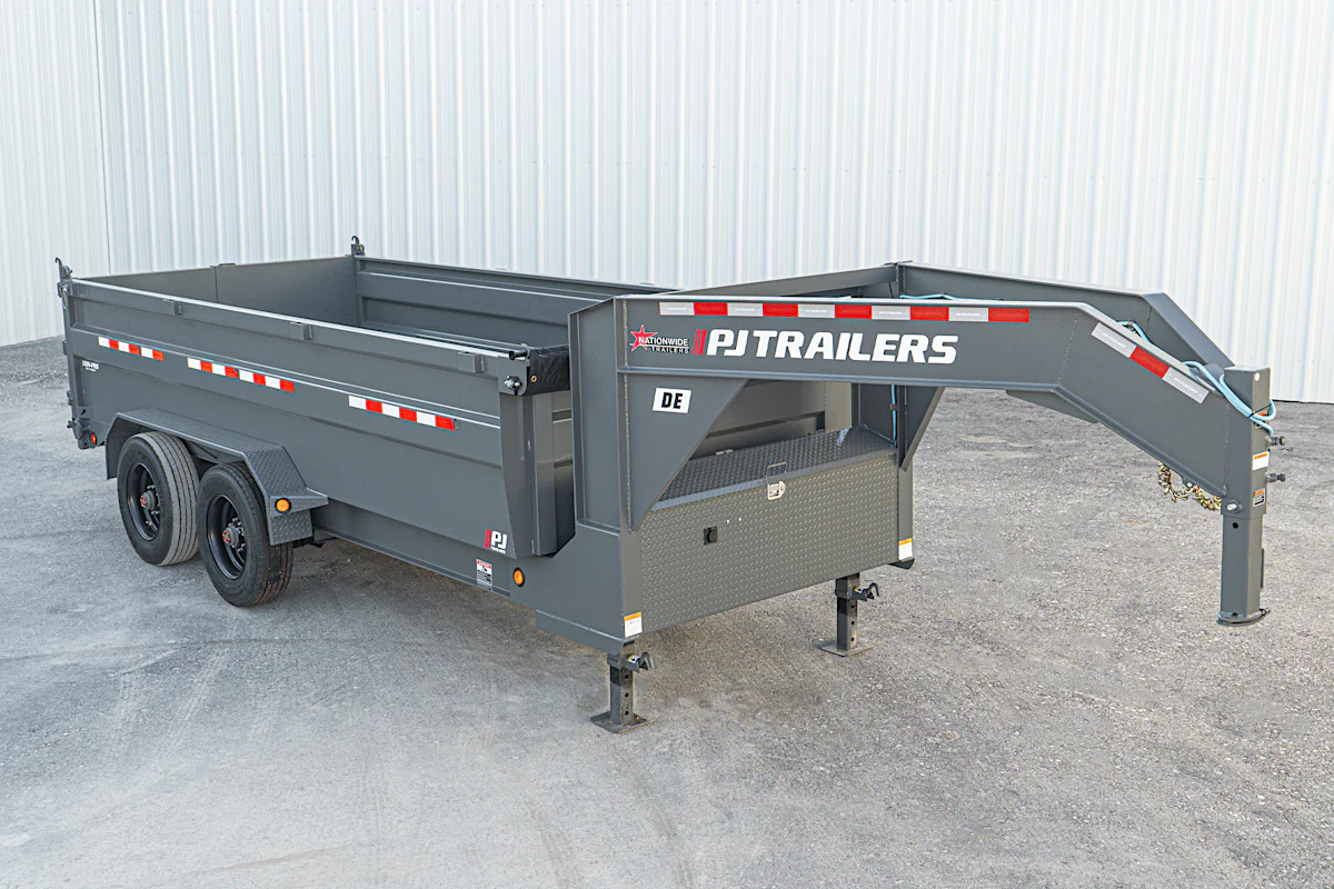 PJ Trailers 16'x83" Gooseneck HD Low Pro Dump Trailer w/ 3' Sides (DE) - Stock #90043 - Image 2 of 32 PJ Trailers 16'x83" Gooseneck HD Low Pro Dump Trailer w/ 3' Sides (DE) - Stock #90043 - Image 2 of 32