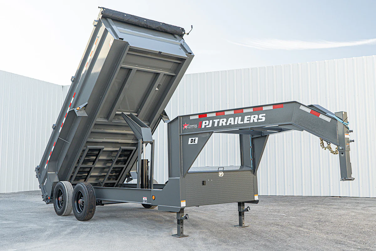 PJ Trailers 16'x83" Gooseneck HD Low Pro Dump Trailer w/ 3' Sides (DE) - Stock #90043 - Image 3 of 32 PJ Trailers 16'x83" Gooseneck HD Low Pro Dump Trailer w/ 3' Sides (DE) - Stock #90043 - Image 3 of 32