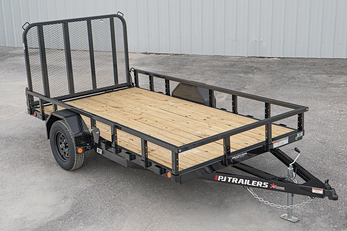 PJ Trailers 12'x77" Single Axle 4" Channel Utility Trailer (U7) - Stock #90364 - Image 1 of 17 PJ Trailers 12'x77" Single Axle 4" Channel Utility Trailer (U7) - Stock #90364 - Image 1 of 17