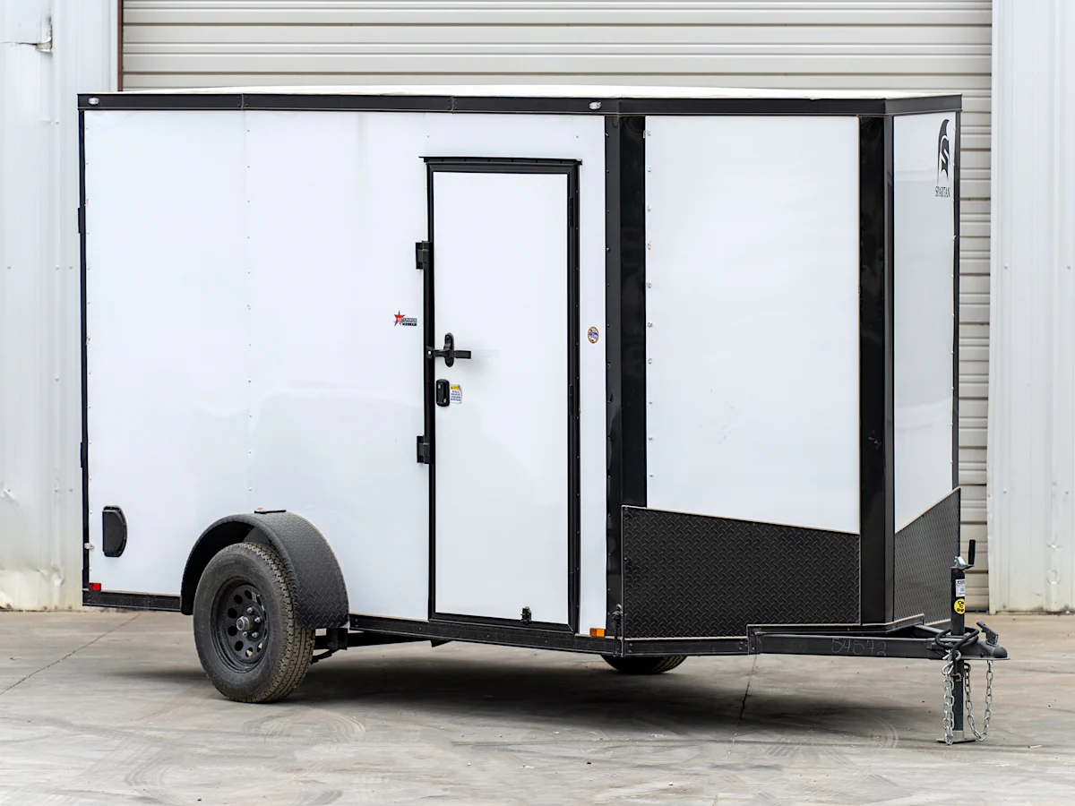 Spartan 6'x12' Enclosed Cargo Trailer w/ Rear Ramp Door (C1) - Stock #90574 - Image 1 of 4 Spartan 6'x12' Enclosed Cargo Trailer w/ Rear Ramp Door (C1) - Stock #90574 - Image 1 of 4