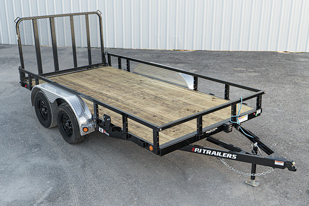 PJ Trailers 14'x83" Tandem Axle 4" Channel Utility Trailer (UL) - Stock #90732 - Image 1 of 17 PJ Trailers 14'x83" Tandem Axle 4" Channel Utility Trailer (UL) - Stock #90732 - Image 1 of 17