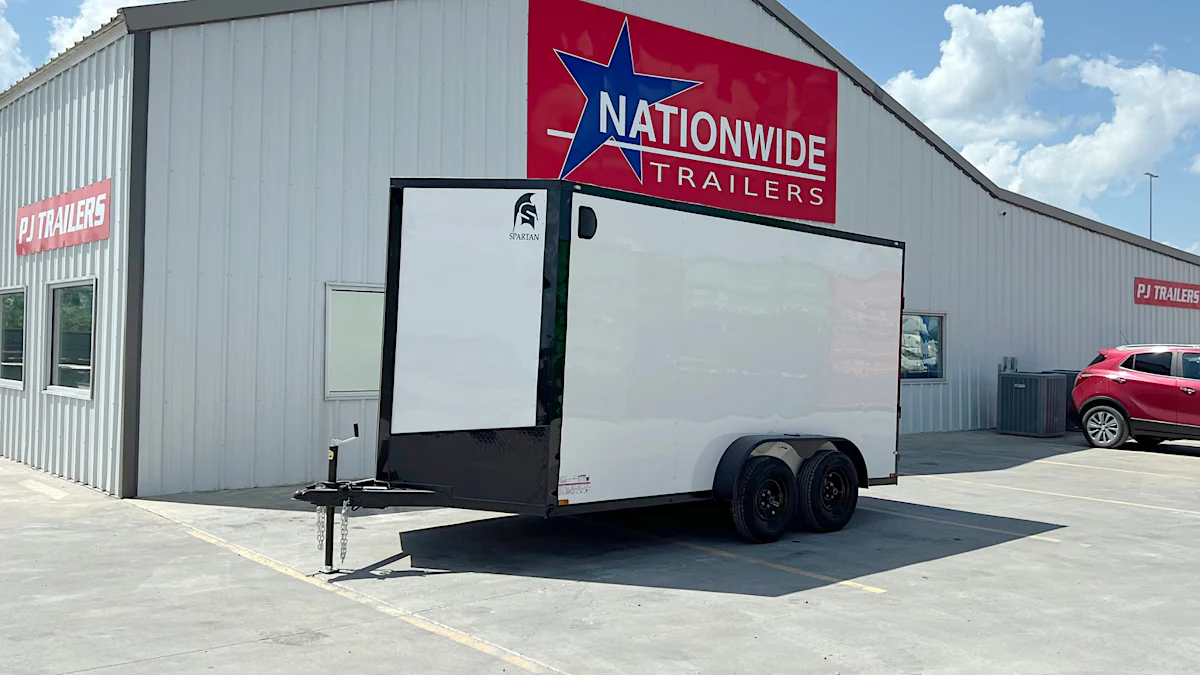 Spartan 7'x16' Enclosed Cargo Trailer w/ Rear Ramp Door (C2) - Stock #90814 - Image 1 of 9 Spartan 7'x16' Enclosed Cargo Trailer w/ Rear Ramp Door (C2) - Stock #90814 - Image 1 of 9