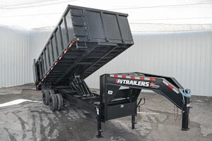 PJ Trailers 20'x96" Gooseneck Dual Dump Trailer w/ 4' Sides (DD)