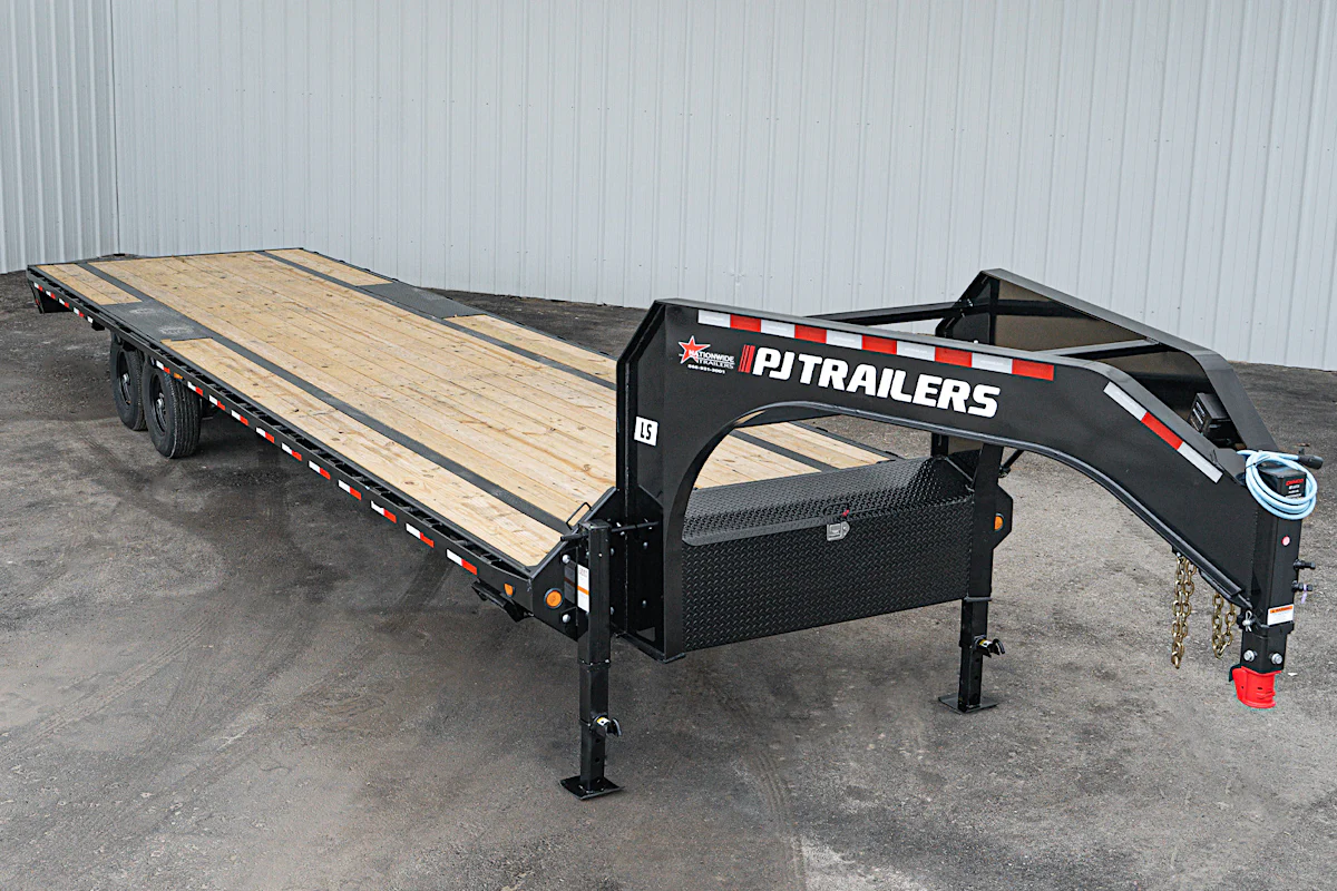 PJ Trailers 32'x102" Gooseneck Low Pro Flatbed Trailer w/ Singles (LS) - Stock #91687 - Image 1 of 1 PJ Trailers 32'x102" Gooseneck Low Pro Flatbed Trailer w/ Singles (LS) - Stock #91687 - Image 1 of 1