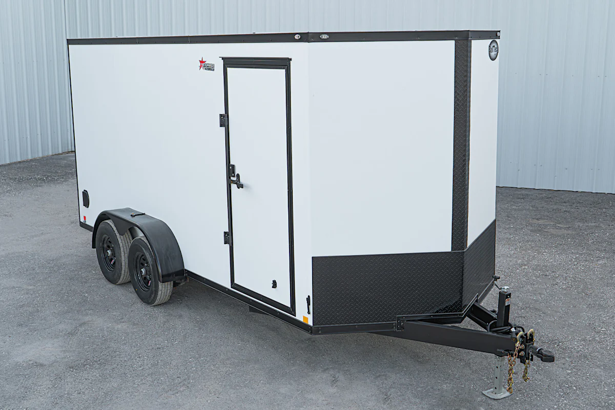 CellTech 7'x16' All-Steel Enclosed Cargo Trailer w/ Rear Ramp Door (C2) - Stock #91956 - Image 1 of 15 CellTech 7'x16' All-Steel Enclosed Cargo Trailer w/ Rear Ramp Door (C2) - Stock #91956 - Image 1 of 15