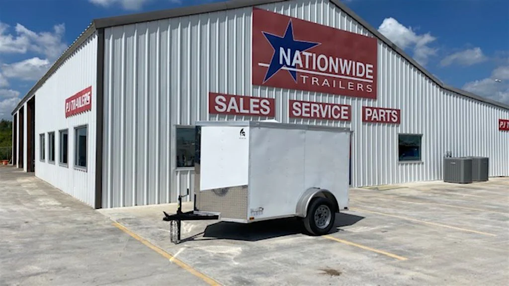 Spartan 5'x8' Enclosed Cargo Trailer w/ Rear Ramp Door (C1) - Stock #92532 - Image 1 of 4 Spartan 5'x8' Enclosed Cargo Trailer w/ Rear Ramp Door (C1) - Stock #92532 - Image 1 of 4