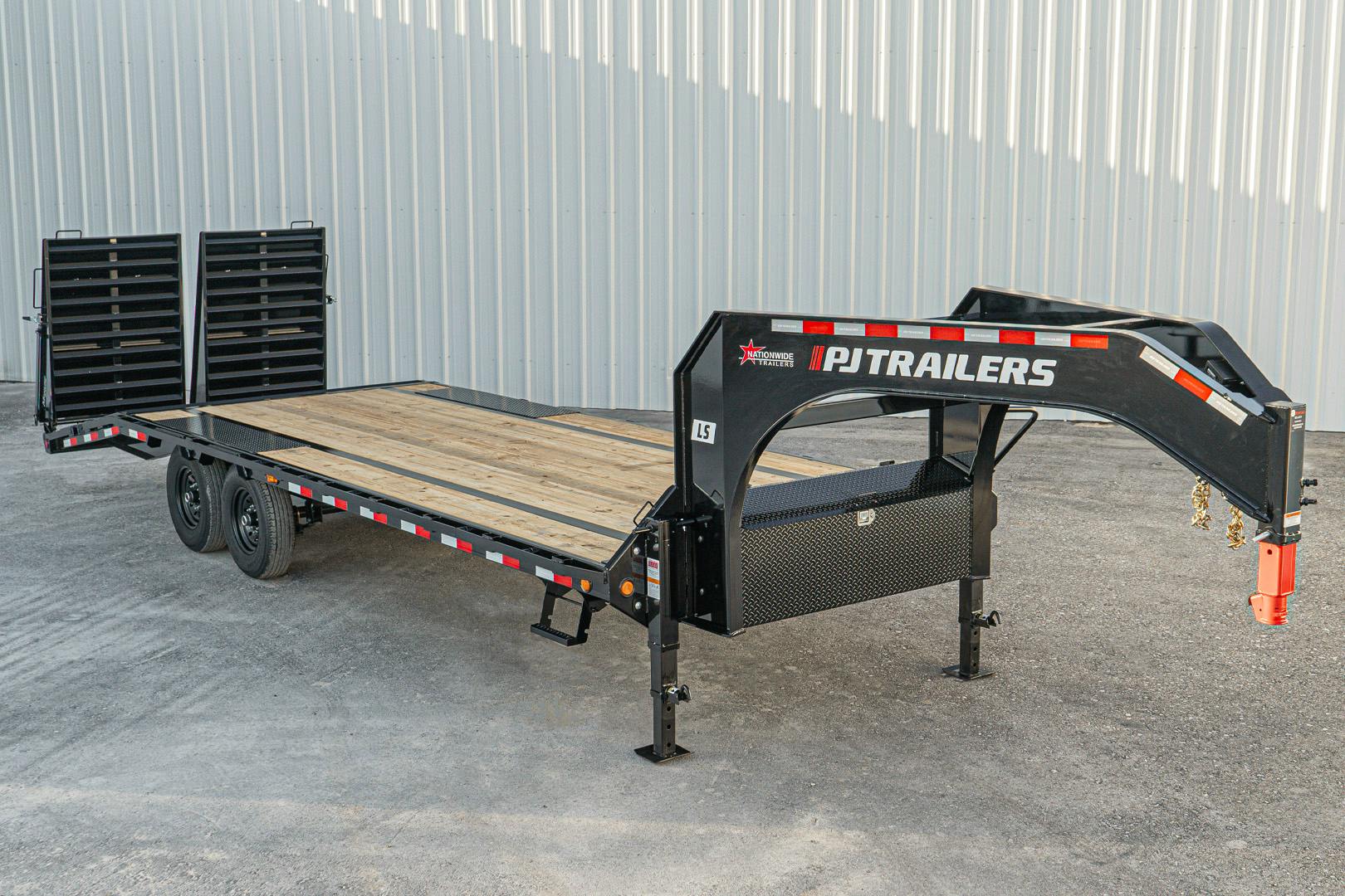 PJ Trailers 25'x102" Gooseneck Low Pro Flatbed Trailer w/ Singles (LS) - Stock #92725 - Image 1 of 27