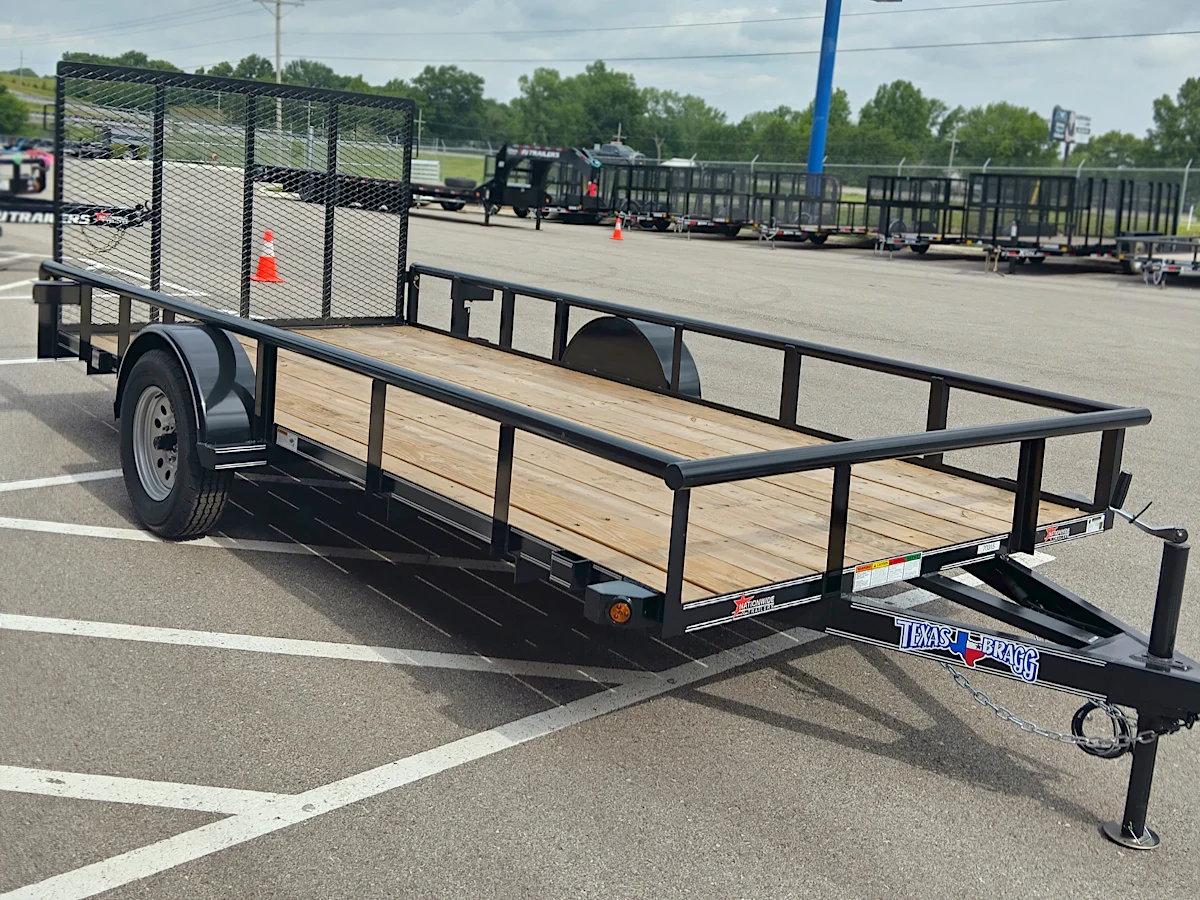 Texas Bragg 14'x77" Utility Trailer w/ 4' Gate (U1) - Stock #92748 - Image 1 of 4 Texas Bragg 14'x77" Utility Trailer w/ 4' Gate (U1) - Stock #92748 - Image 1 of 4