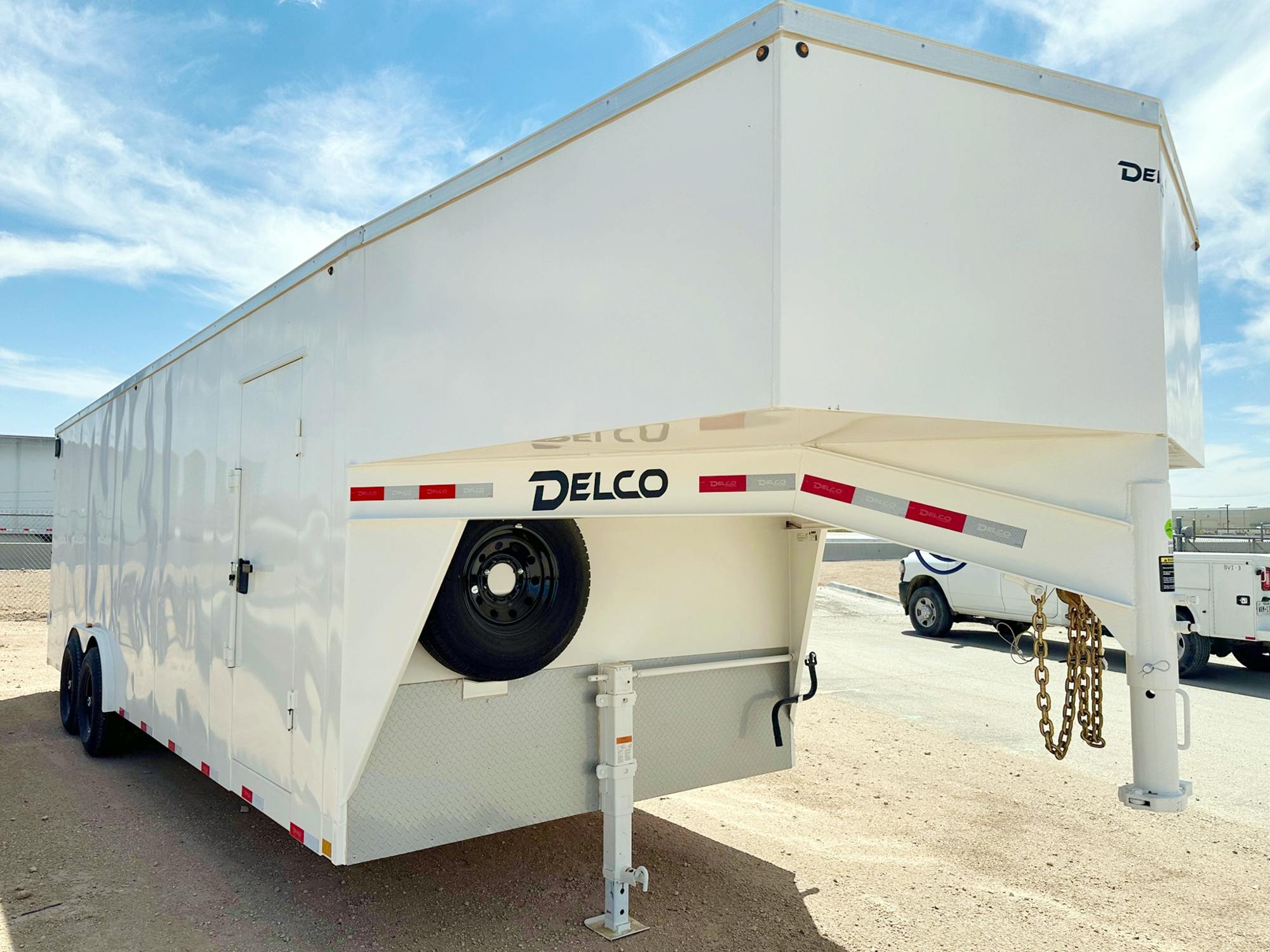 Delco 8'x24' Gooseneck Steel Cargo Trailer w/ Rear Ramp Door