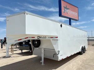 Delco 8'x24' Gooseneck Steel Cargo Trailer w/ Rear Ramp Door